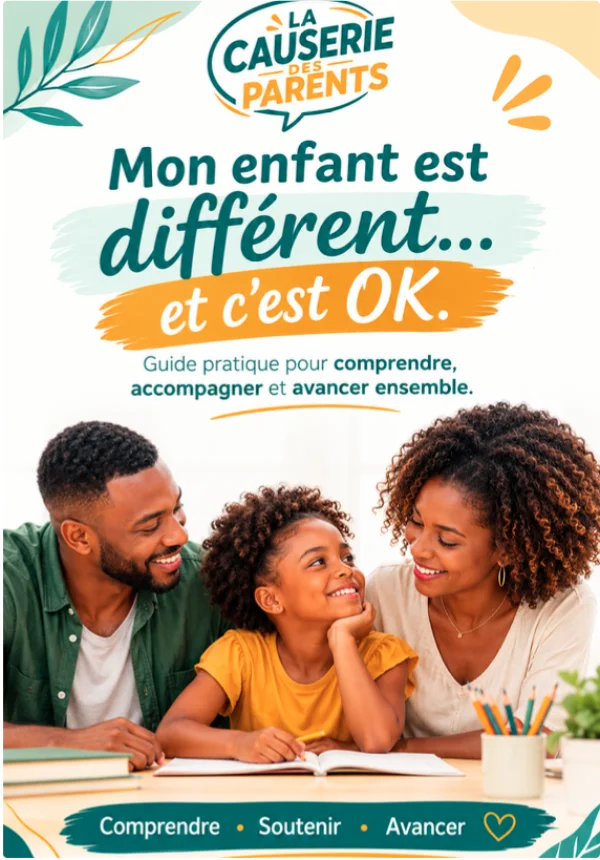 Couverture de l'eBook : Mon enfant est différent… et c'est OK. Guide pratique pour comprendre, accompagner et avancer ensemble.